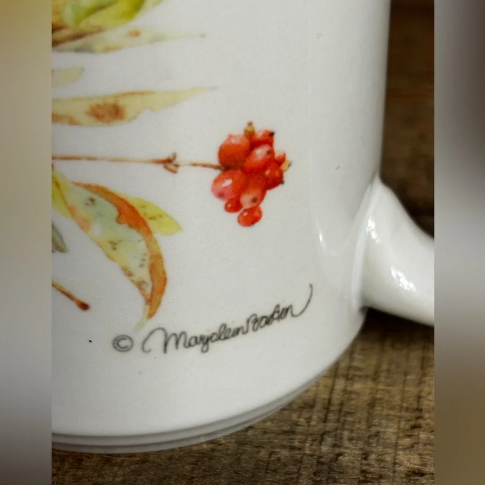 Marjolein Bastin Hallmark Sketchbook Chickadee Bird Coffee Mug 2004 Thailand
